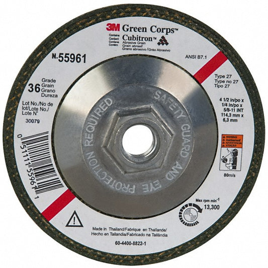 3M 7010359976 Depressed Center Wheel Type 27, 4-1/2" Dia, Ceramic