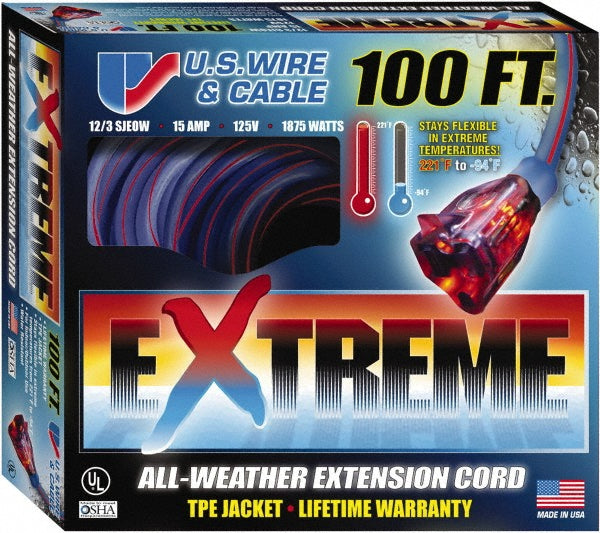 Value Collection 99100 100', 12/3 Gauge/Conductors, Blue/Pink Indoor & Outdoor Extension Cord