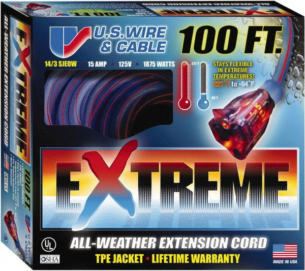 Value Collection 98100 100', 14/3 Gauge/Conductors, Blue/Pink Indoor & Outdoor Extension Cord