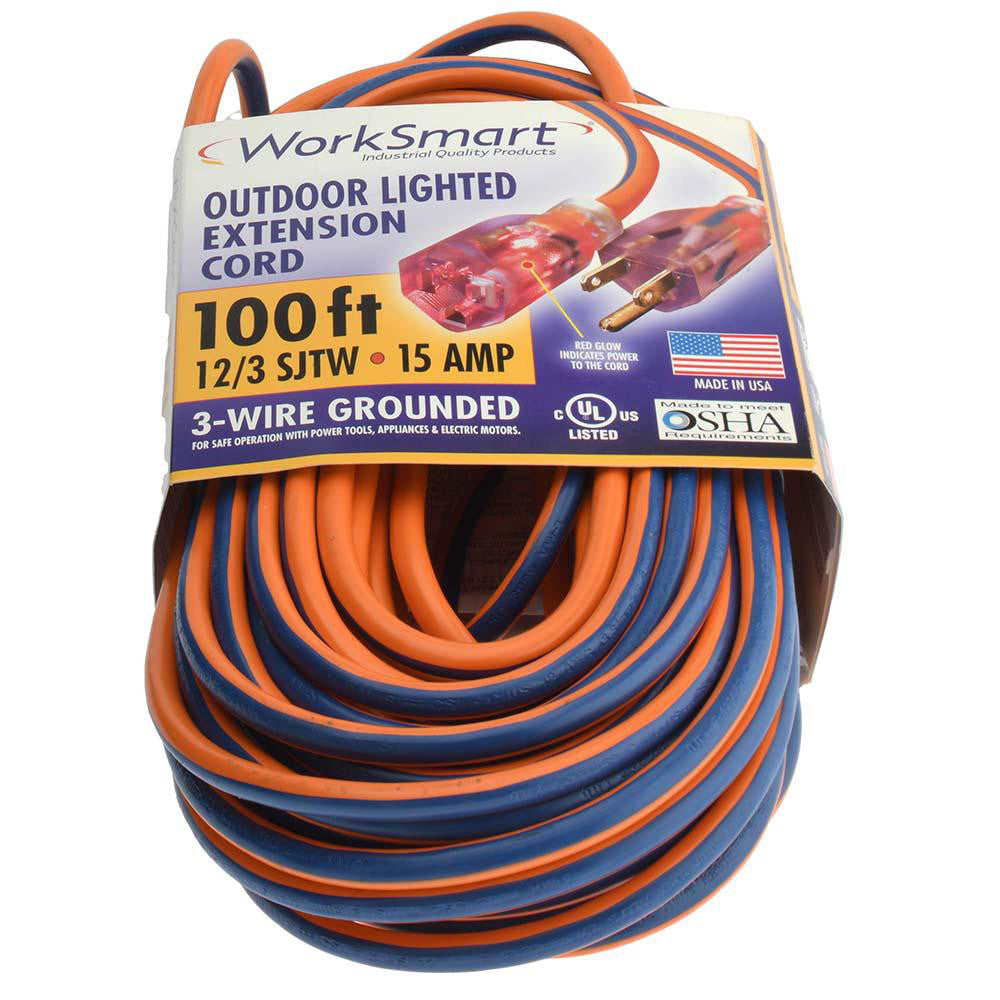 Pro-Source PS-AZB0050 100', 12/3 Gauge/Conductors, Orange/Blue Outdoor Extension Cord