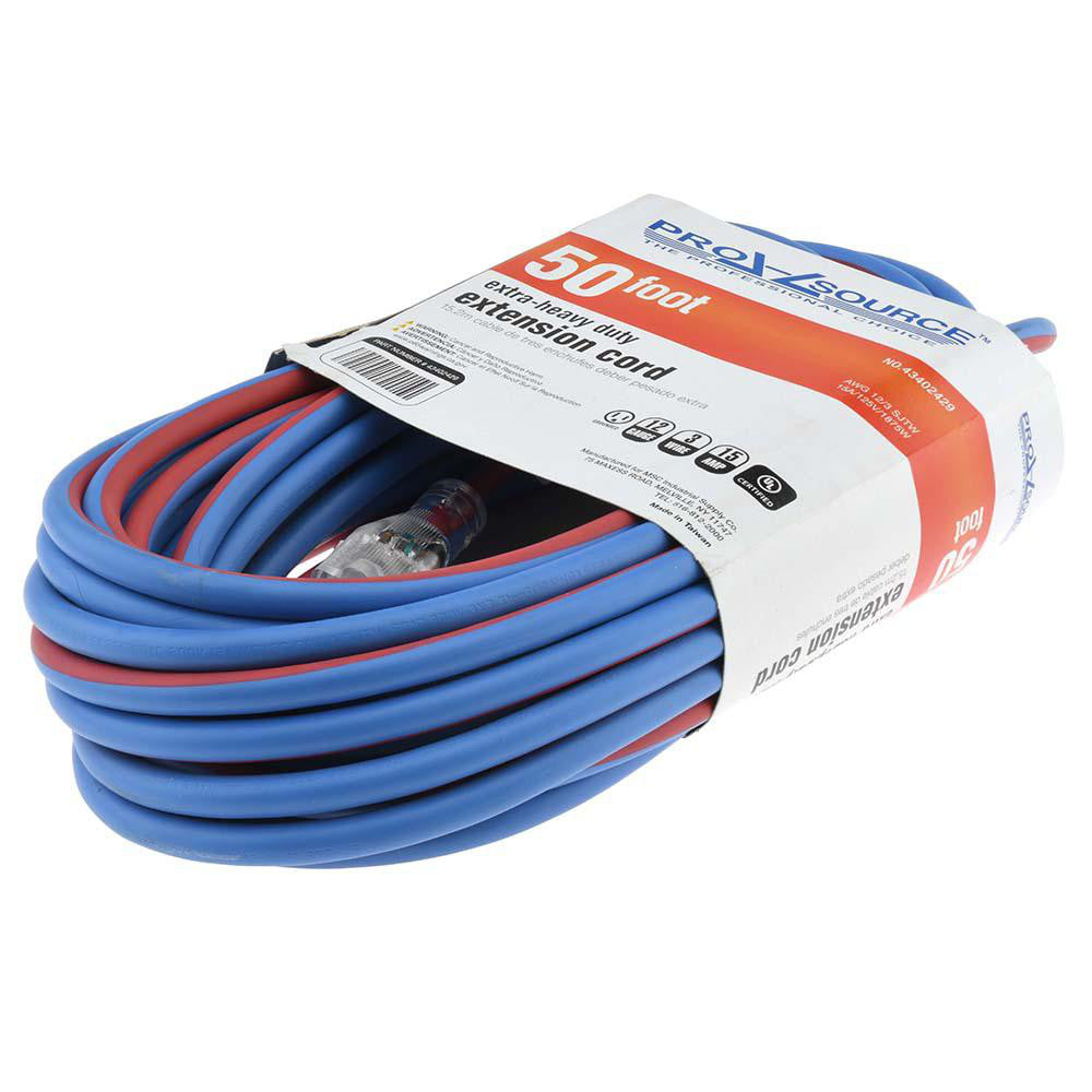 Pro-Source PS-AZB0070 50', 12/3 Gauge/Conductors, Blue/Red Outdoor Extension Cord