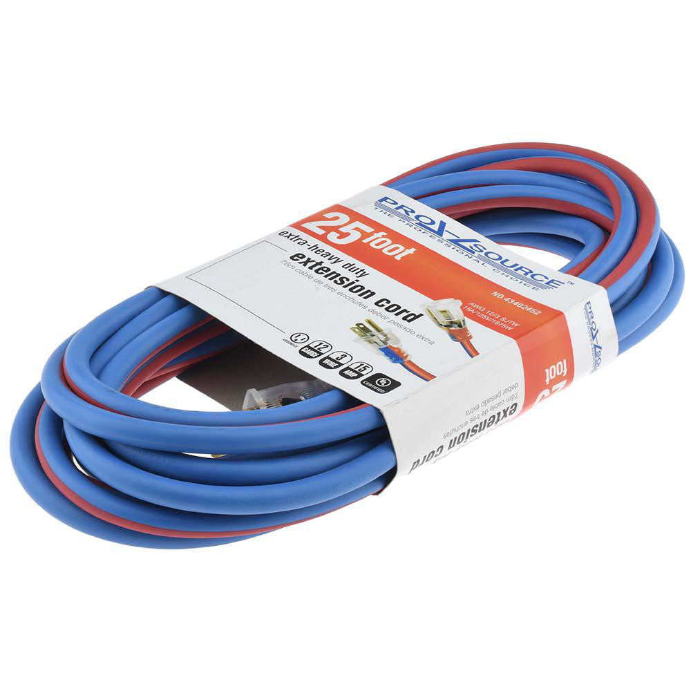 Pro-Source PS-AZB0100 25', 12/3 Gauge/Conductors, Blue/Red Outdoor Extension Cord