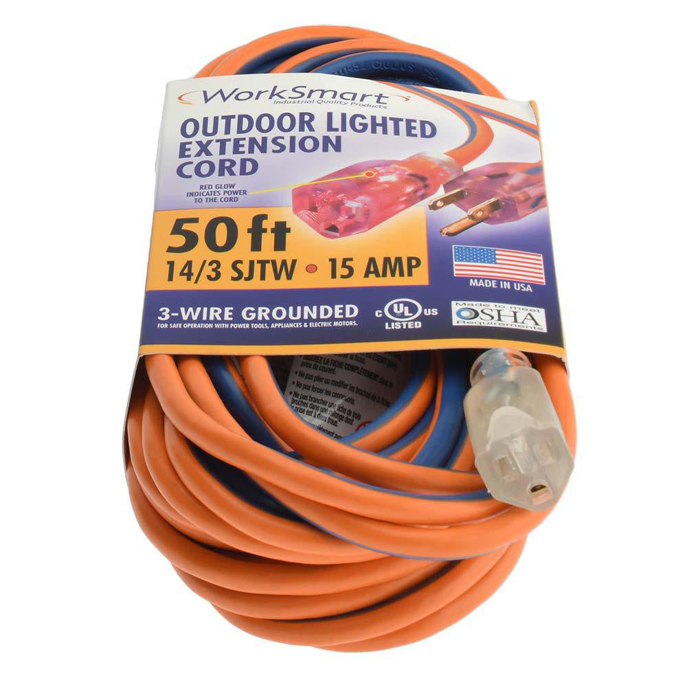 Pro-Source PS-AZB0140 50', 14/3 Gauge/Conductors, Orange/Blue Outdoor Extension Cord