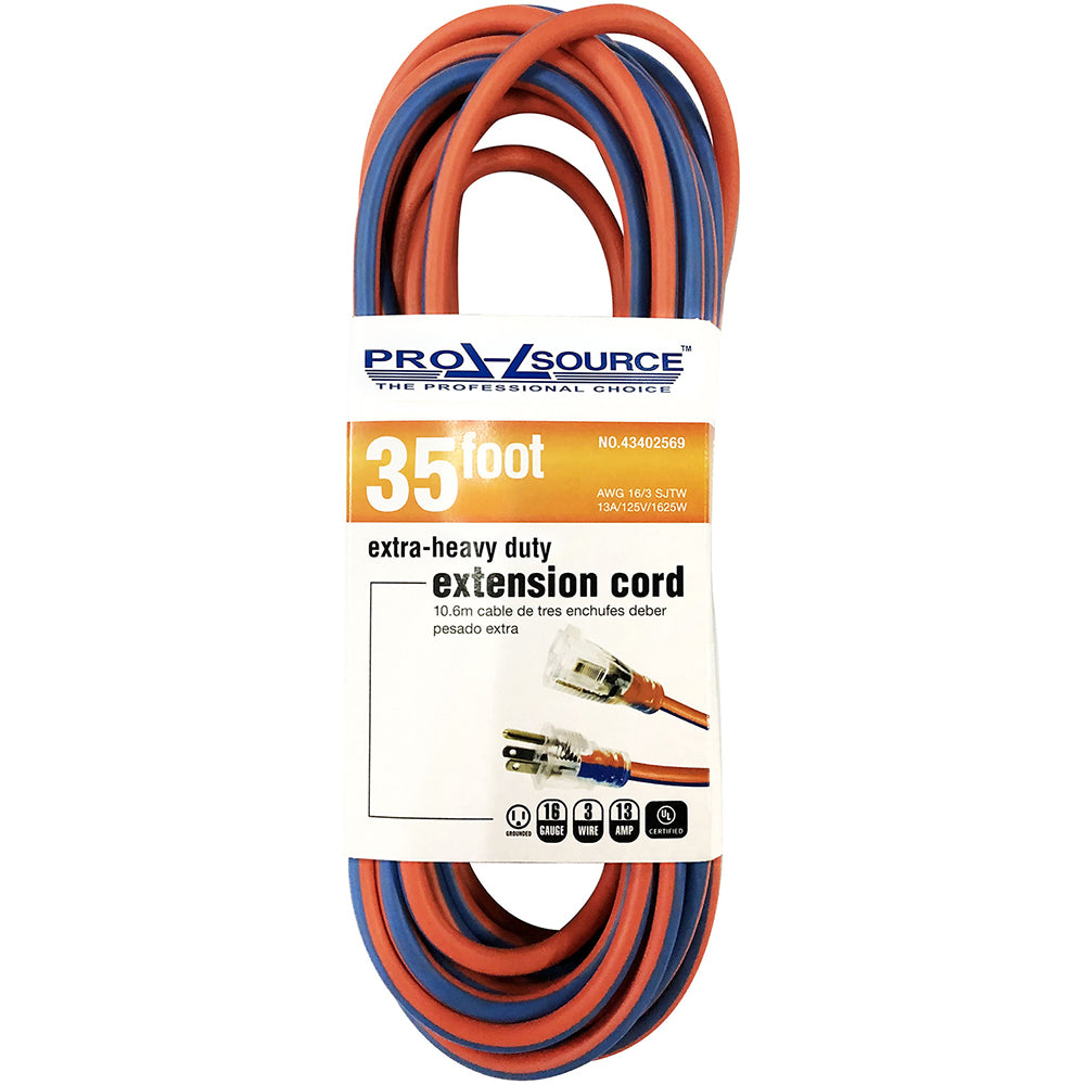Pro-Source PS-AZB0180 35', 16/3 Gauge/Conductors, Orange/Blue Outdoor Extension Cord