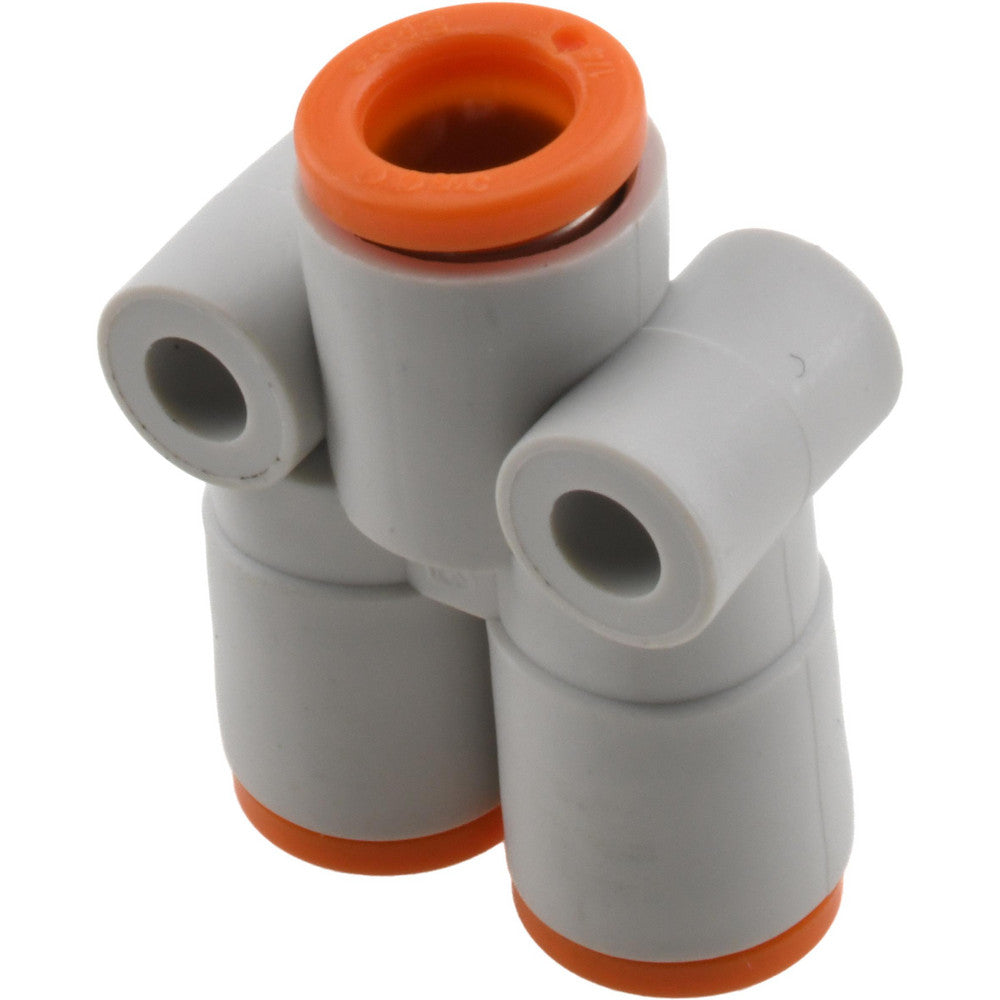 SMC Pneumatics KQ2U07-00A Push-to-Connect Push-to-Connect Fitting Y Connector, 1/4" OD