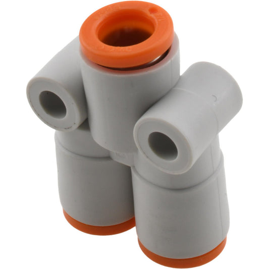 SMC Pneumatics KQ2U07-00A Push-to-Connect Push-to-Connect Fitting Y Connector, 1/4" OD