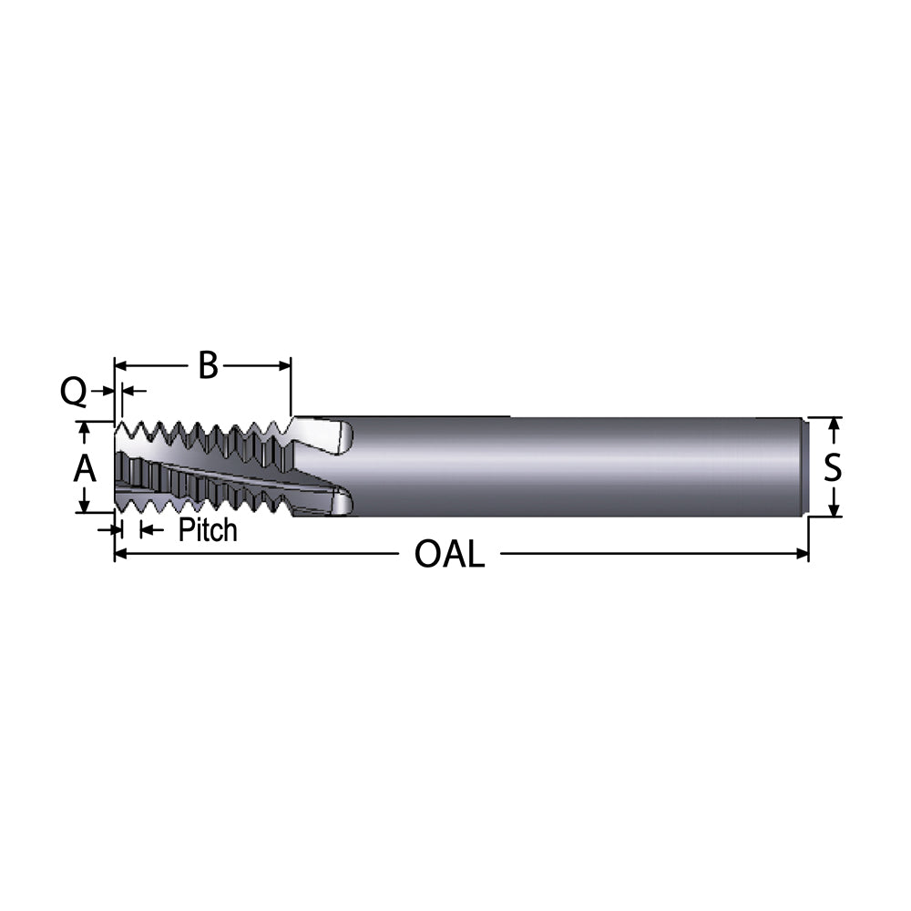 Scientific Cutting Tools, Inc. TMI8.0-1.00-HA Helical Flute Thread Mill M8x1, Internal, 3 Flute, 6.00 mm Shank Dia, Solid Carbide