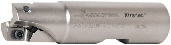 Walter 5205206 Indexable Square-Shoulder End Mill F4042.UW19.019.Z02.11, 3/4" Cut Dia, 11 mm Max Depth of Cut, 3/4" Dia Weldon Flat Shank