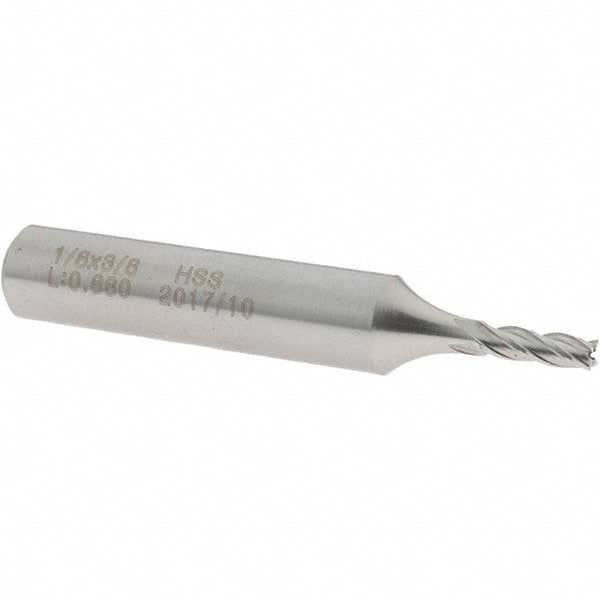Value Collection 27600 Square End Mill 1/8" Dia, 3/8" LOC, 4 Flute, High Speed Steel