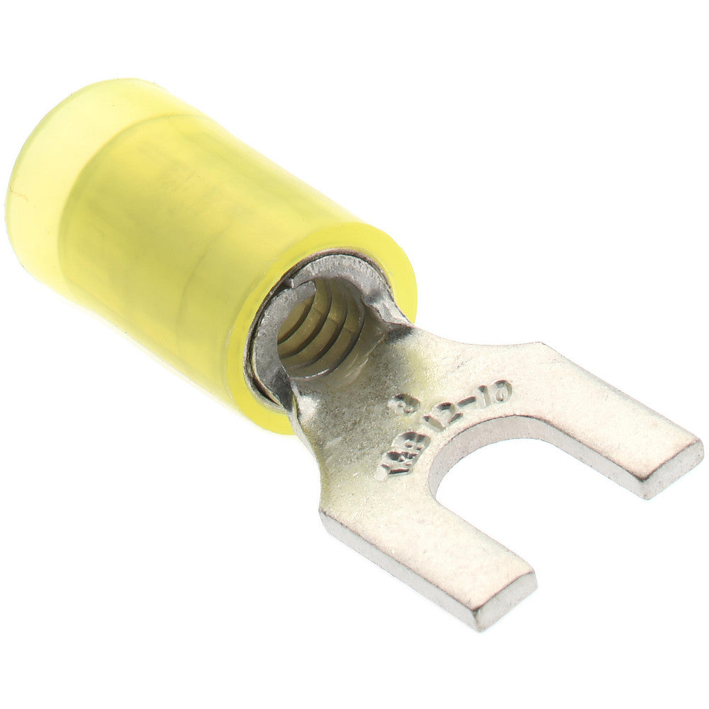 Value Collection BD-18351 Standard Fork Terminal Yellow, Nylon, Partially Insulated, #8 Stud, Crimp