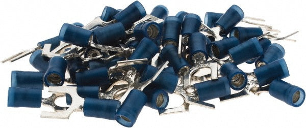 Value Collection BD-18348 Standard Fork Terminal Blue, Nylon, Partially Insulated, #1/4" Stud, Crimp