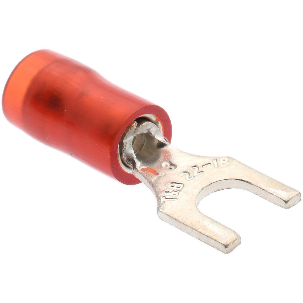 Value Collection BD-18340 Standard Fork Terminal Red, Nylon, Partially Insulated, #6 Stud, Crimp