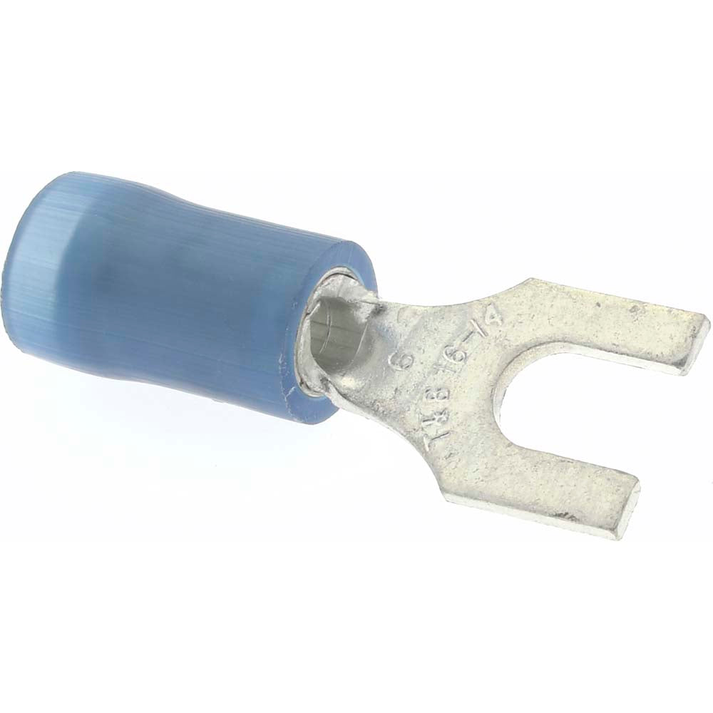 Value Collection BD-18345 Standard Fork Terminal Blue, Nylon, Partially Insulated, #6 Stud, Crimp