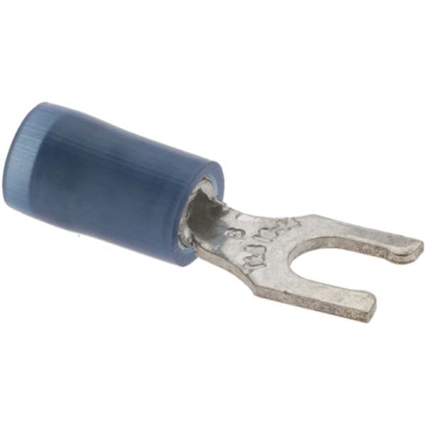 Value Collection BD-18366 Locking Fork Terminal Blue, Nylon, Partially Insulated, #8 Stud, Crimp