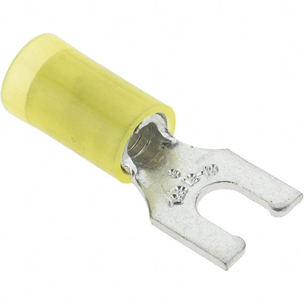 Value Collection BD-18371 Locking Fork Terminal Yellow, Nylon, Partially Insulated, #8 Stud, Crimp