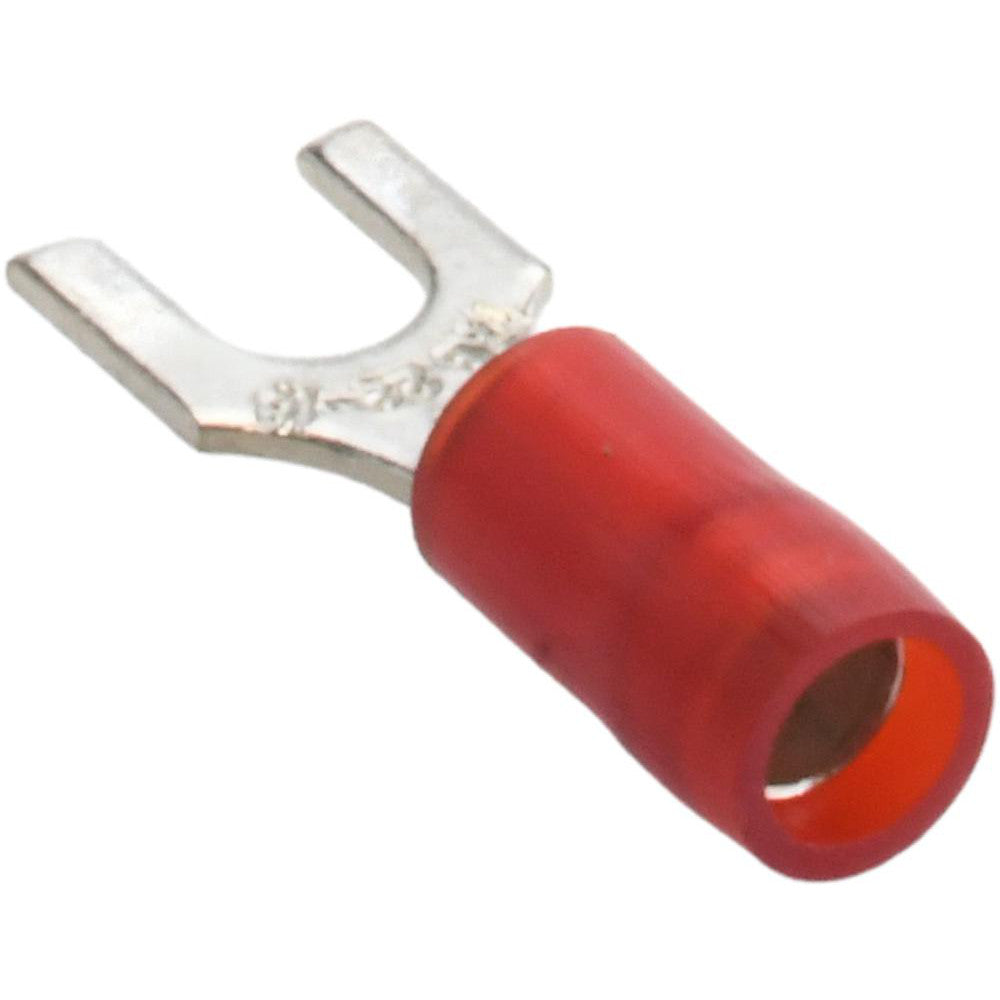 Value Collection BD-18341 Standard Fork Terminal Red, Nylon, Partially Insulated, #8 Stud, Crimp