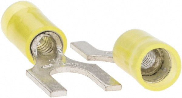 Value Collection BD-18353 Standard Fork Terminal Yellow, Nylon, Partially Insulated, #1/4" Stud, Crimp