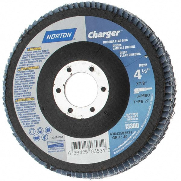 Value Collection N03531 Flap Disc 7/8" Hole, 40 Grit, Zirconia Alumina, Type 27