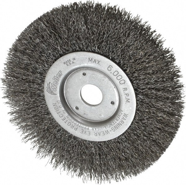 Weiler 01078 Wheel Brush 6" Wheel Dia, 1/2" Face Width, 0.0140" Wire Dia, Crimped