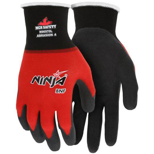 MCR Safety N96970XS Work Gloves Ninja® N96970, Size X-Small, Nitrile-Coated Nylon & Spandex, General Purpose