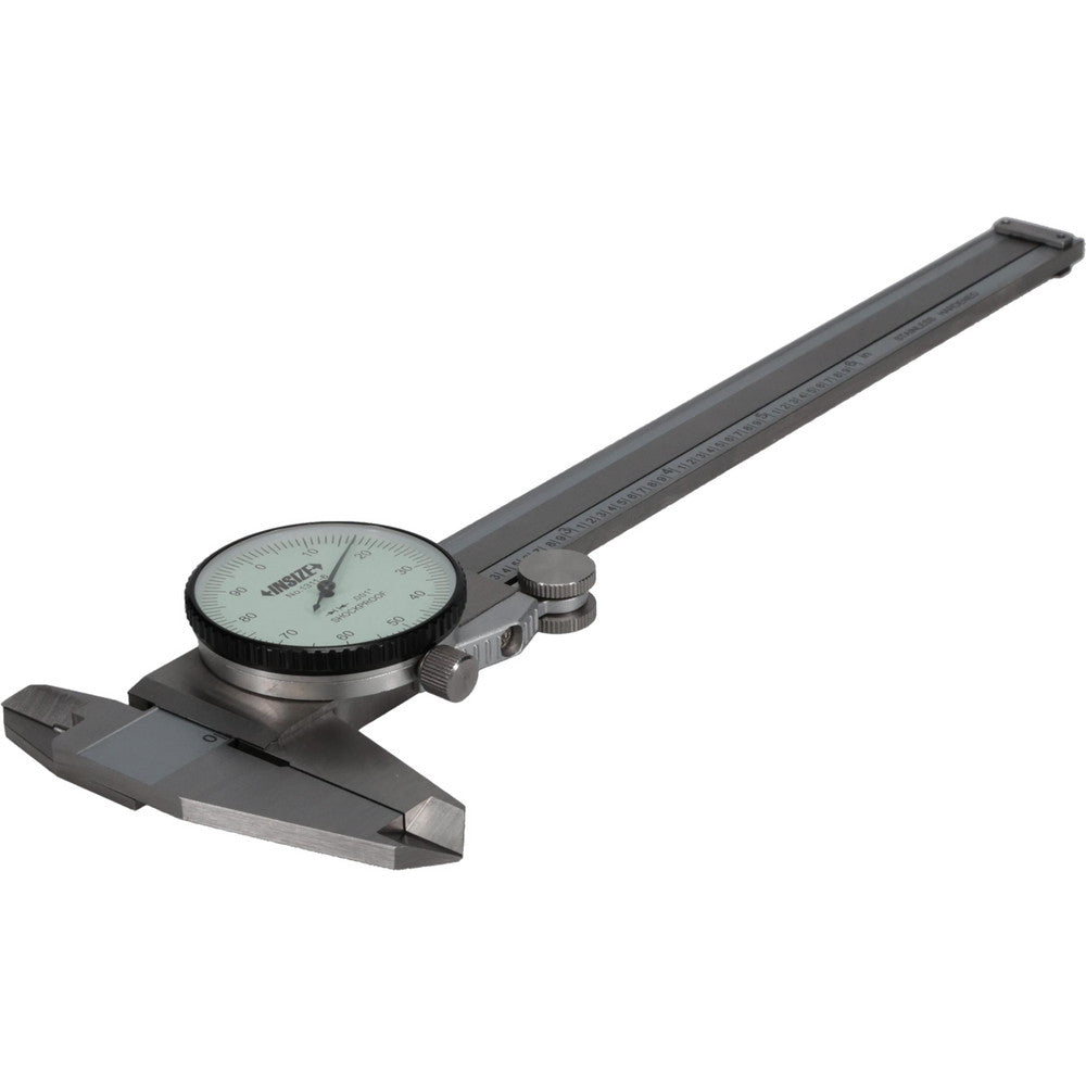 Insize USA LLC 1311-6 Dial Caliper 6", 0.001000" Graduation, 0.1" per Revolution, +/-0.0015" Accuracy, Calibrated, Stainless Steel Jaws