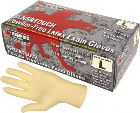 MCR Safety 5045M Disposable Glove Size Medium, 5.0 mil, Latex, Medical Grade, Powder-Free