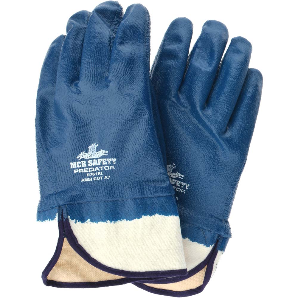 MCR Safety 9761R Chemical Resistant Gloves Predator® Size Large, 8.00 mil, Nitrile, Supported