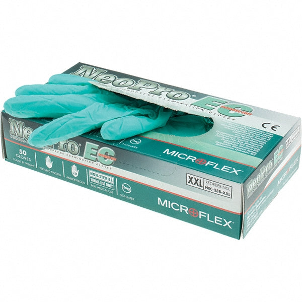 Ansell NEC-288-XXL Series Microflex Neopro Disposable Gloves Size 2X-Large, 6.3 mil, Uncoated-Coated Neoprene, Medical Grade, Unpowdered