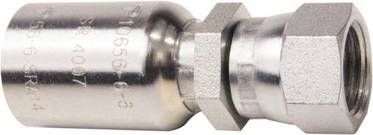 Parker 10656-4-4 Hydraulic Hose Female JIC 37 & 45 &deg Dual Flare Swivel Straight Fitting 0.25" ID, 4 mm, 7/16-20, 6,000 psi
