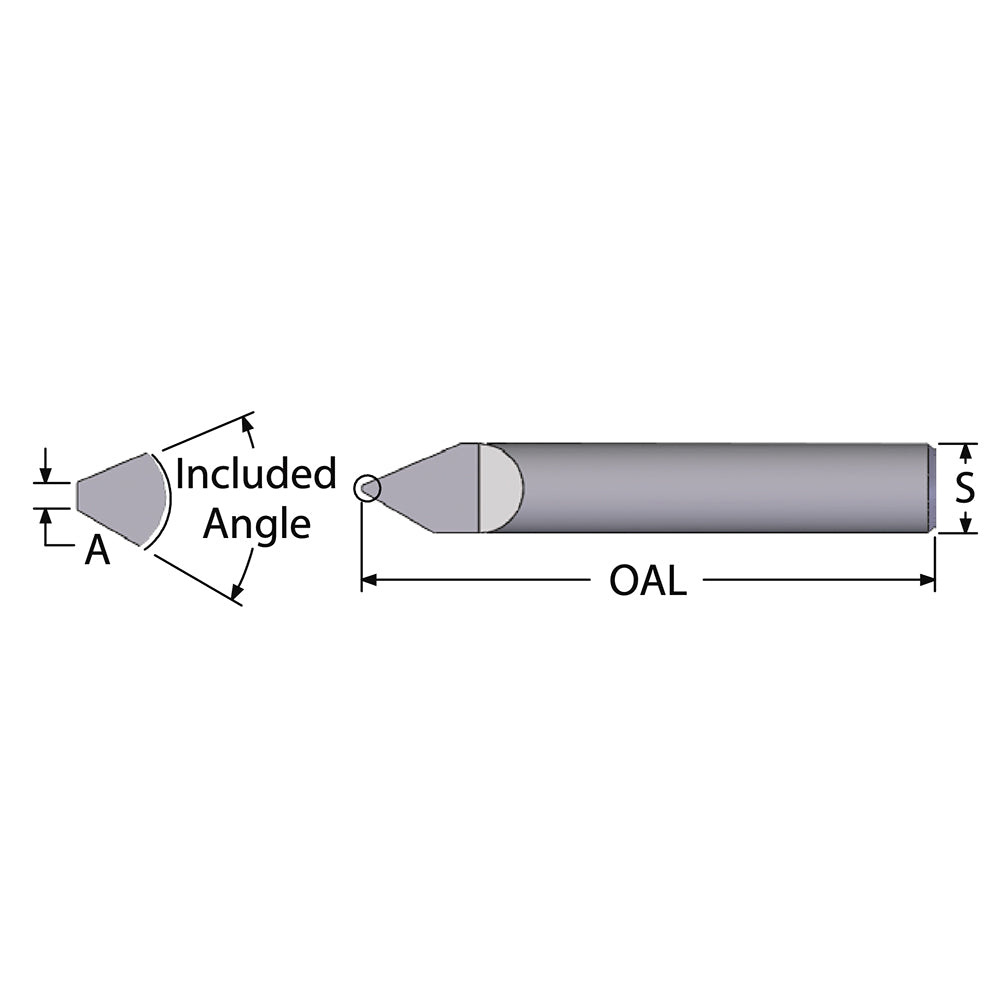 Scientific Cutting Tools, Inc. EN250-60A Engraving Cutter 60 &deg, 0.009" Dia, 0.009" Tip Dia, Conical Point, Solid Carbide