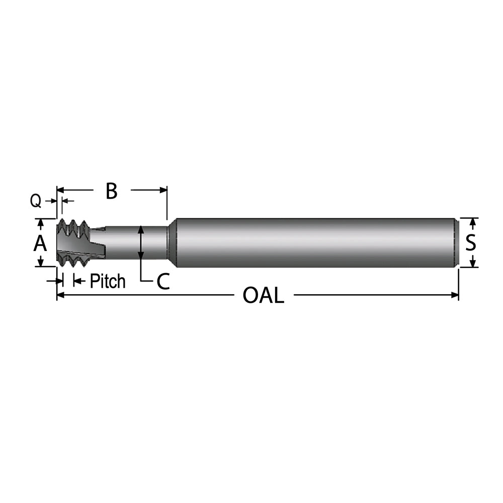 Scientific Cutting Tools, Inc. TMLR186-20 Helical Flute Thread Mill 1/4-20, Internal, 3 Flute, 0.2500" Shank Dia, Solid Carbide