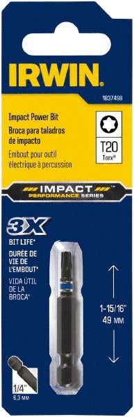 Irwin IWAF32TX202 Power Screwdriver Bit Torx Bit, T20 Torx