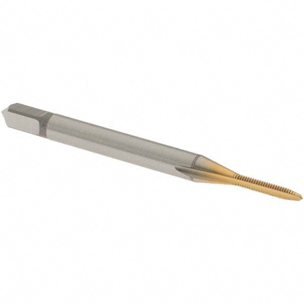 OSG 1010105 Straight Flute Tap #0-80 UNF, 2 Flute, Plug Chamfer, 2B Class of Fit, High-Speed Steel, TiN Finish