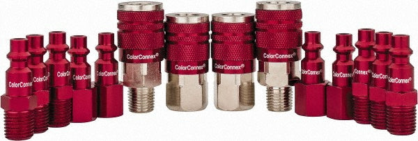 Legacy A73458D 14 Piece 1/4" Body 1/4 NPT 300 psi Steel/Aluminum Industrial Pneumatic Coupling Plug Set