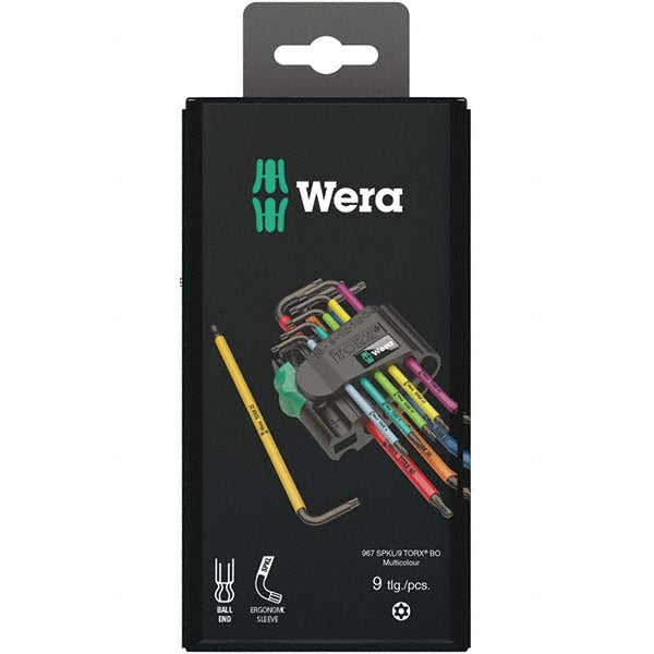 Wera 05073599001 Torx Key Set 9 Pc, L-Handle, T8 to T30