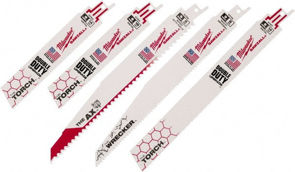 Milwaukee Tool 49-22-1105 6" to 9" Long x 0.04" Thick, Bi-Metal Reciprocating Saw Blade Set