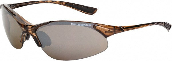 CrossFire 15117 Safety Glass Scratch-Resistant, Polycarbonate, Brown Flash Mirror Lenses, Full-Framed, UV Protection
