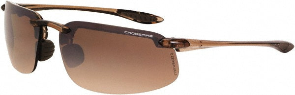 CrossFire 211125 Safety Glass Scratch-Resistant, Polycarbonate, Brown Lenses, Full-Framed, UV Protection