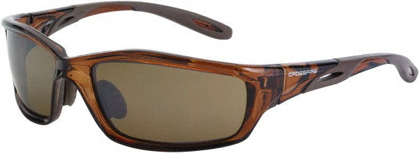 CrossFire 2117 Safety Glass Scratch-Resistant, Polycarbonate, Brown Lenses, Full-Framed, UV Protection