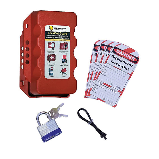 Ideal Warehouse Innovations Inc. 70-1187 Lockout Kits Lockout Kit Type Complete Lockout Kit  Container Type Carrying Case  Number of Padlocks Included 0  Key Type Master Keyed Keyed Alike  Container Material Plastic  Container Color Red