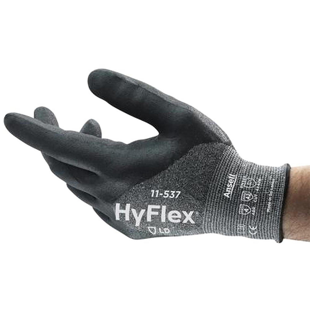 Ansell 11537090 Series 11-537 Cut, Puncture & Abrasive-Resistant Gloves Size L, ANSI Cut A2, ANSI Puncture 4, Silicone-Free Nitrile, Synthetic