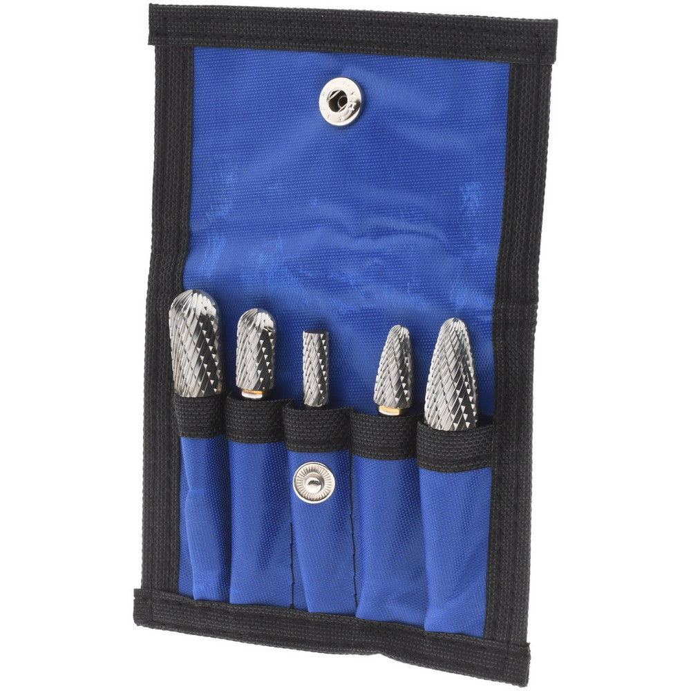 Mastercut Tool Corp. POUCH-NL3DC 5 Pc Double Cut Burr Set with Cylinder w/Rad End, Tree w/Rad End, Cylinder