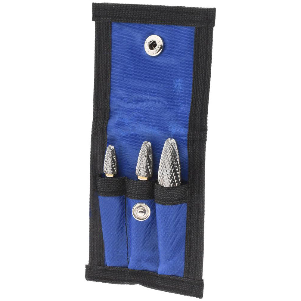 Mastercut Tool Corp. POUCH-WL1DC 3 Pc Double Cut Burr Set with Tree w/Rad End