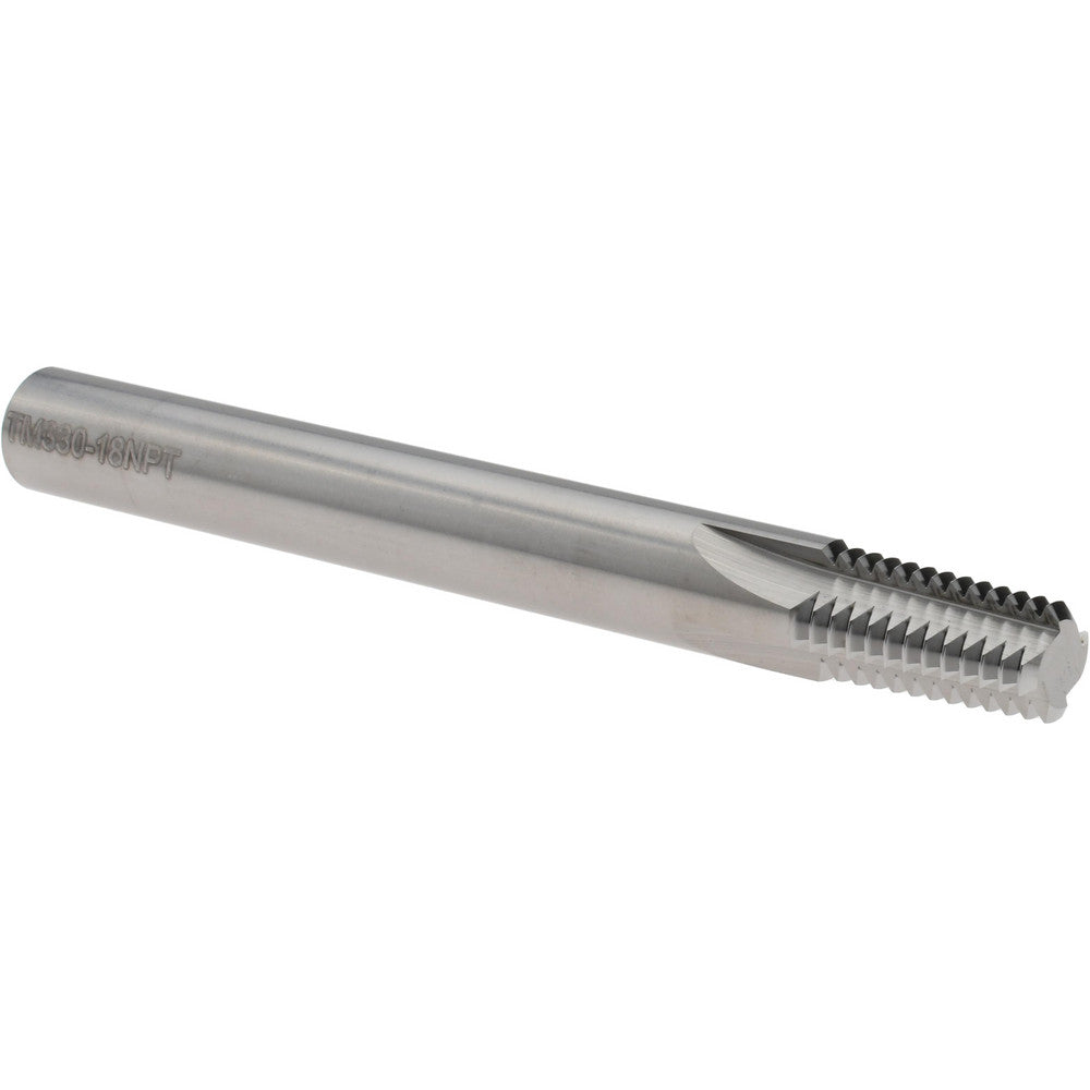 Scientific Cutting Tools, Inc. TM330-18NPT Straight Flute Thread Mill 1/4-18 & 3/8-18, External & Internal, 4 Flutes, 3/8" Shank Dia, Solid Carbide