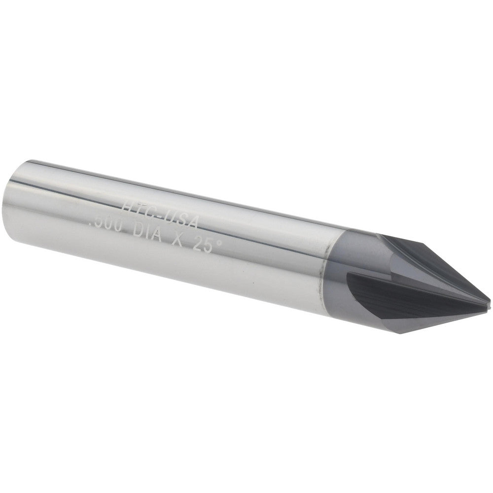 Harvey Tool 18325-C3 Chamfer Mill 1/2" Dia, 1/2" Shank Dia, 50 deg, 4 Flute, Solid Carbide, Single End