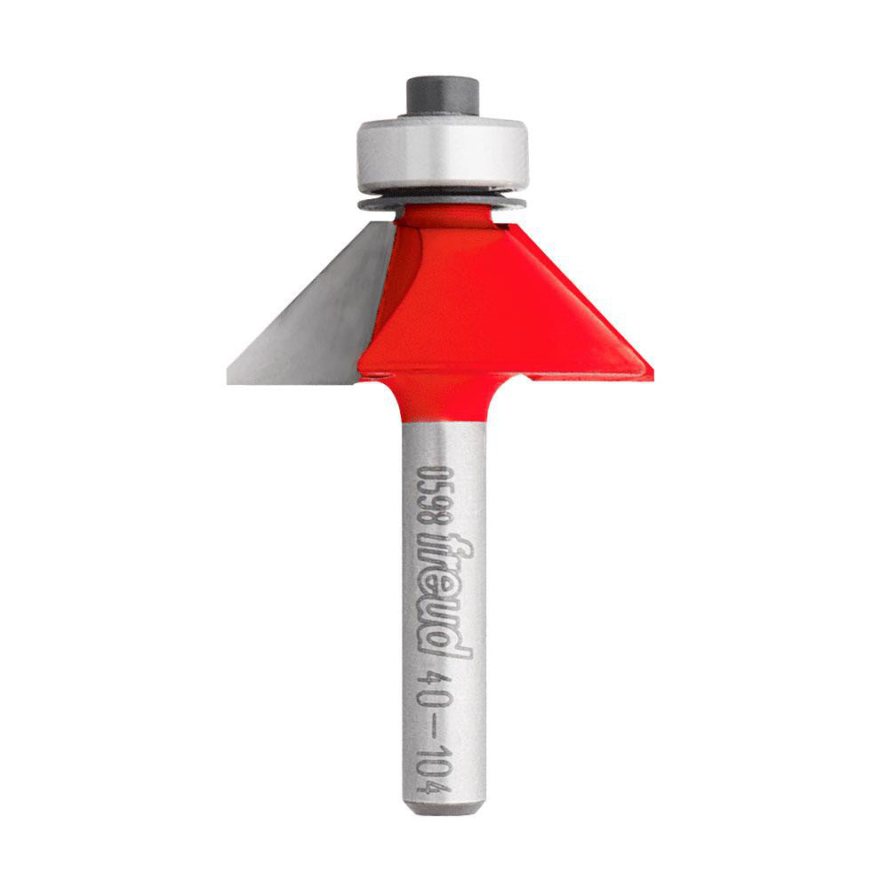 Freud 40-104 1-11/32" Dia, 1/2" LOC, 2 Flute Carbide-Tipped Edge Profile Chamfer Router Bit