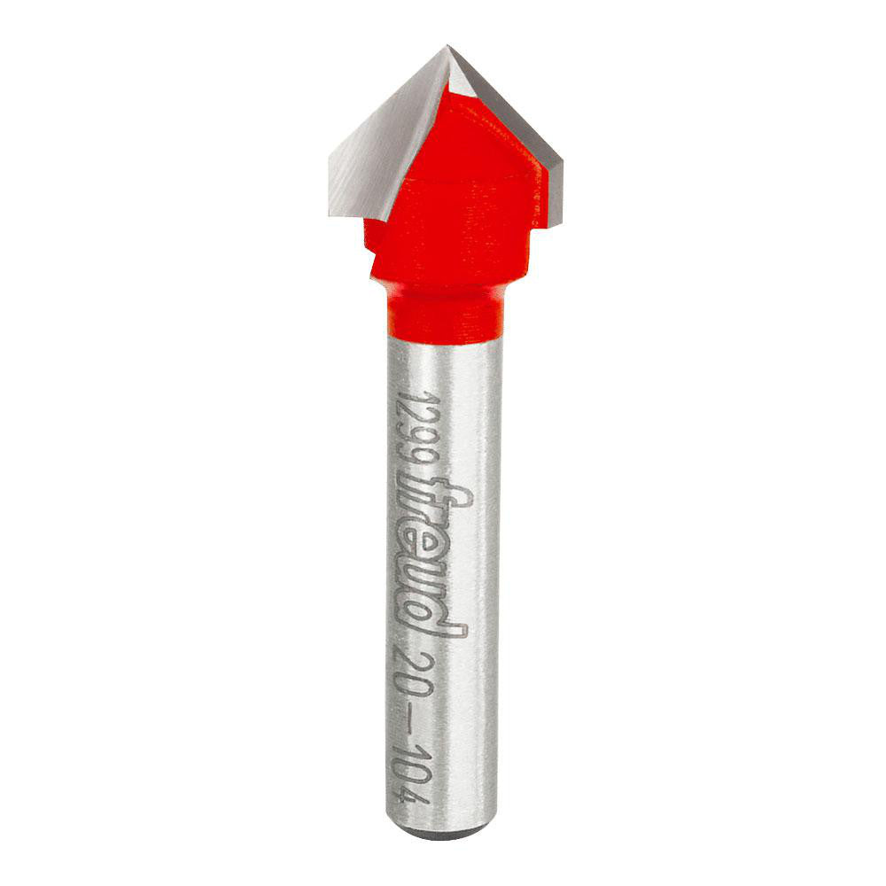 Freud 20-104 1/2" Dia, 7/16" LOC, 0 Flute Carbide-Tipped Edge Profile V-Groove Router Bit