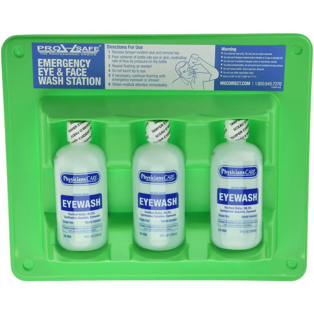 PRO-SAFE 24-308MSC Pack of (3), 8 oz Bottles, Disposable Eyewash Triple Station