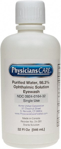 PhysiciansCare 24-201 32 oz, Disposable Eyewash Single Refill Station