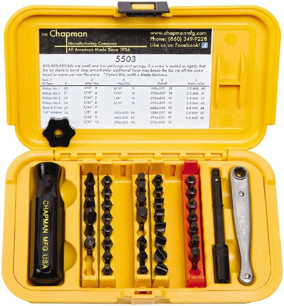 Chapman 5503 Screwdriver Insert Bit Set Hex Phillips & Slotted